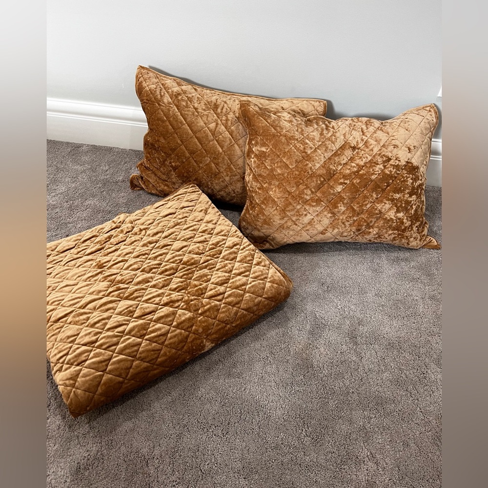 Caramel colored quilt/comforter, set, brand new